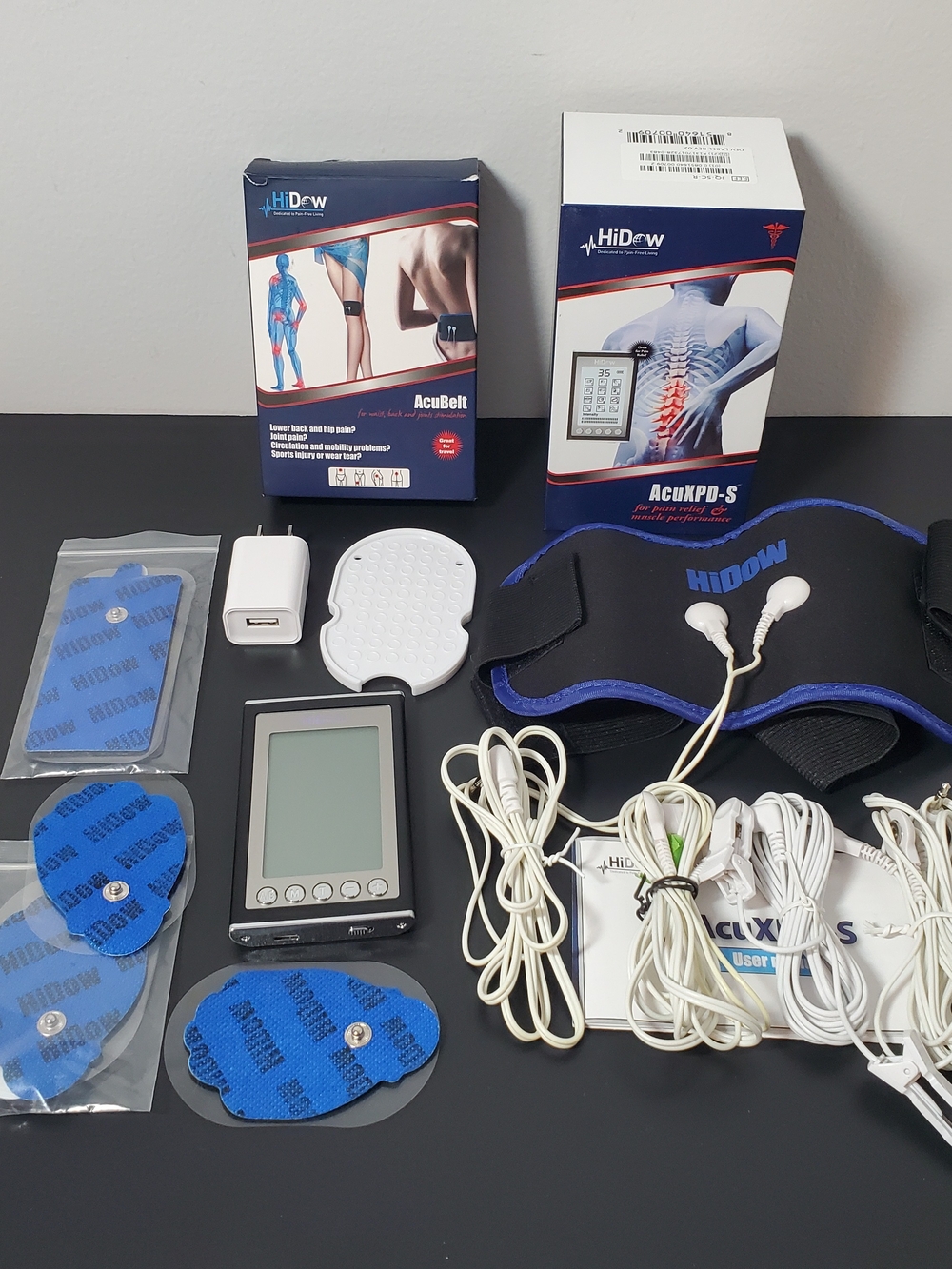 HiDow AcuXPD-S Electric Stimulator TENS Pain Relief AcuBelt Kit